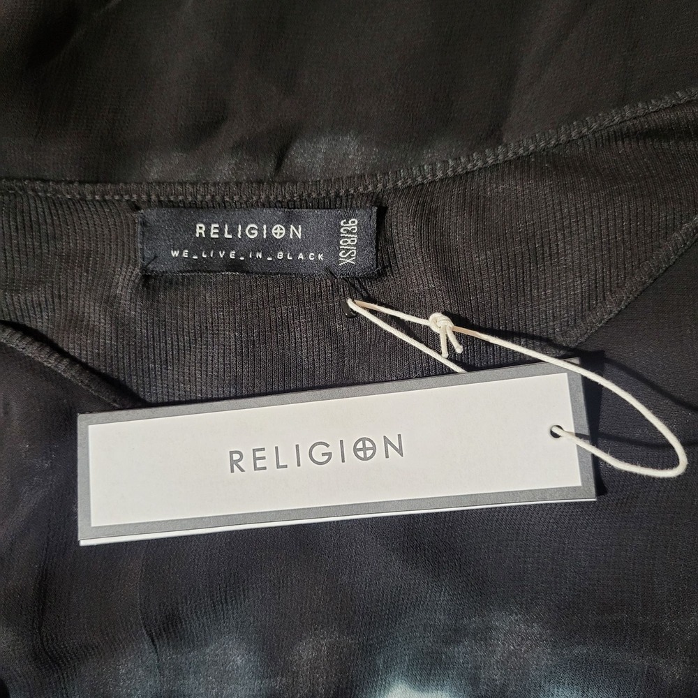 Religion Womens Relaxed Tunic Cover Up XS New Sheer Ribbed 3/4 Artsy- Boho New - Picture 2 of 7